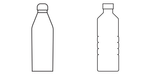 Bottle icon set. Bottle vector icon. Bottle icon with different style. Black and white color.