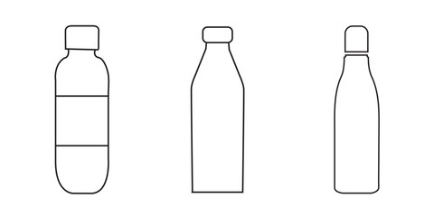 Bottle icon set. Bottle vector icon. Bottle icon with different style. Black and white color.
