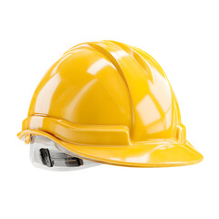 Fototapeta premium Bright yellow safety helmet construction worker hard hat 3d job on transparent background