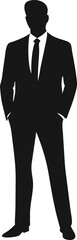 Silhouette of a businessman in a suit, standing confidently