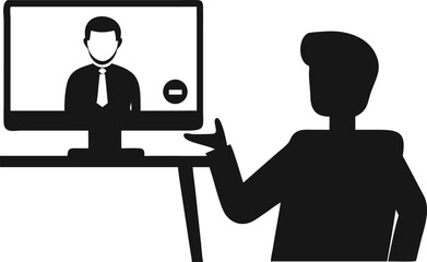 Online meeting and video conference - silhouette 