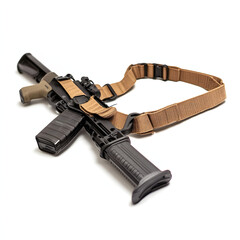 Tactical Rifle Sling with White Background.
