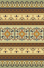 Classic Oriental Border Pattern with Floral and Geometric Motifs © pichet