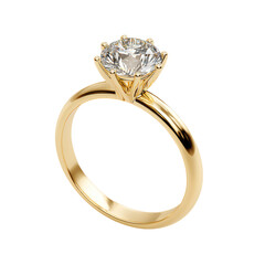 A sparkling diamond ring, perfect for a special occasion. This elegant piece showcases a brilliant diamond set in a sleek gold band. The clean design highlights the beauty of the gemstone.