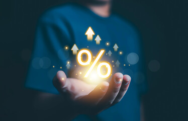show  percentage, special offer of shopping department store discount and tax concept, adjusting...