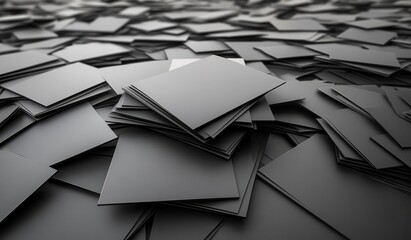 Many gray square sheets, stacked and overlapping, creating a dense, textured surface