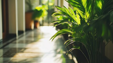 A plant is in a pot on a floor