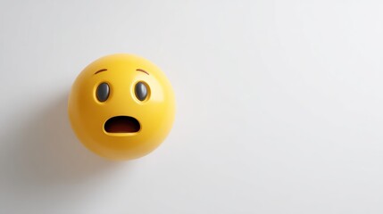 Fototapeta premium Yellow emoji with shocked expression isolated on white background close up.