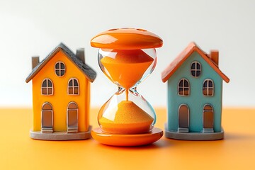 Time running out to buy a home as hourglass shows property deadline symbol