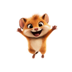 Obraz premium Joyful Jumping Cartoon Mouse, Happy Animated Rodent Character