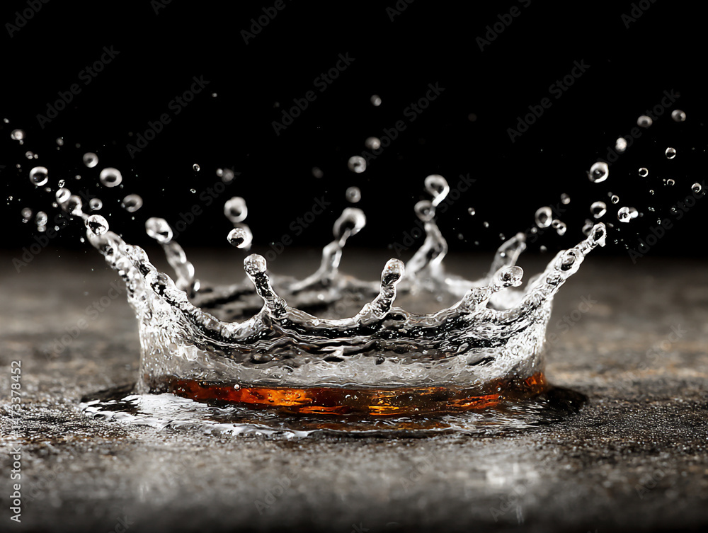 Poster abstract macro photograph of a powerful stream of water from a pressure washer hitting a surface, cr