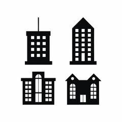 set of Buildings icon silhouette vector illustration