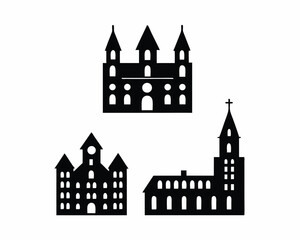 Obraz premium Buildings icon silhouette vector illustration