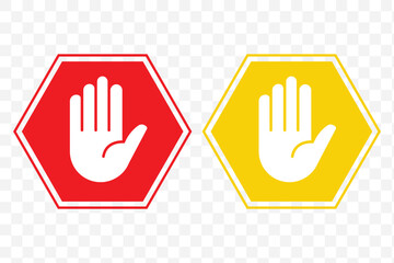 Obraz premium Raised hand icon symbolizing stop or interaction. Stop hand icon. Set of hand hello icons. EPS 10