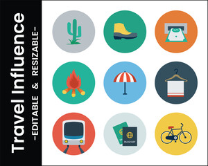 Travel And Adventure Vector Icon Collection For Outdoor Vacations And Trip Planning