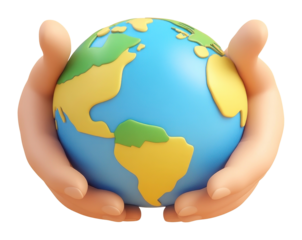 PNG Hands holding the Earth planet globe earth.