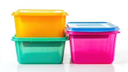 Plastic storage containers isolated on white background