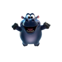 Naklejka premium Cheerful 3D Render of a Happy Hippopotamus with Open Arms