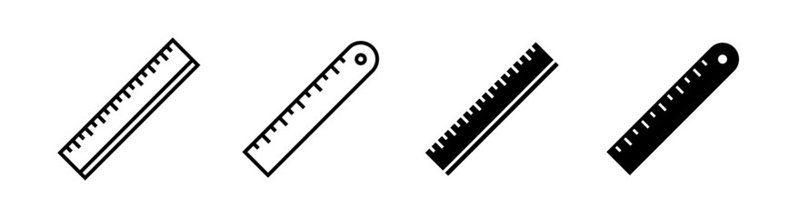 Ruler icon line style and flat glyph style. Icon set related to education, school, and learning.