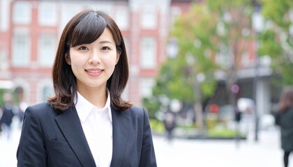 Fototapeta premium 笑顔でスーツを着た女性