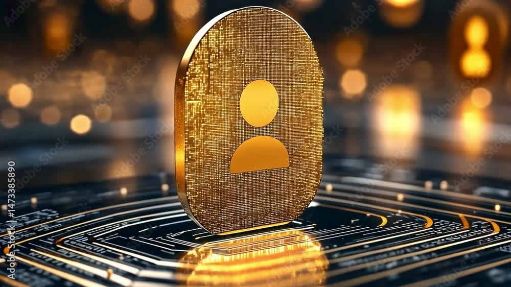 Poster golden user icon on circuit board digital identity symbolizing technology and innovation in digital 