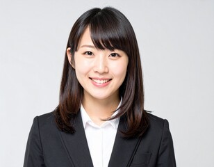 笑顔にスーツを着た女性