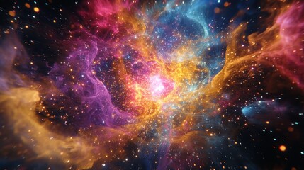 Obraz premium Cosmic nebula swirling with vibrant colors and stardust