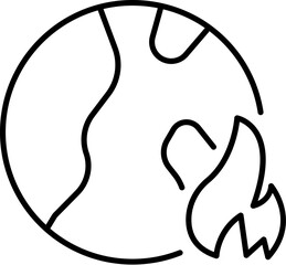 Global Warming Outline Linear Symbol for Graphic and Web Design, Apps, Adverts, Various Cards