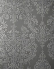 Obraz premium Subtle grayscale damask, refined paisley accents , graphic, ornate, textile