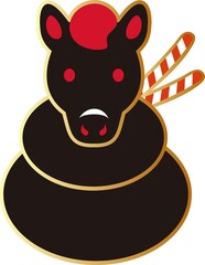 年賀　年賀状　2026　午年　馬　午　鏡餅　かがみもち　正月　干支　かわいい　デザイン　イラスト素材