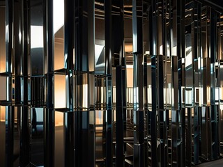 Obraz premium Glass reflection 3d maze room illustration background
