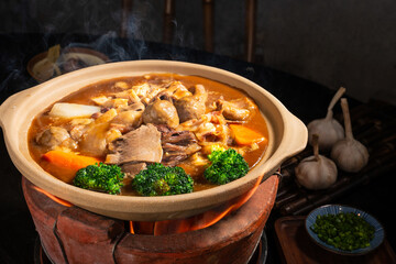 Beef offal soup hotpot, a hotpot gourmet soup made from various internal organs of cattle