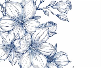 vector line style hand drawn abstract botanical flower wedding banner