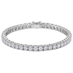 A sparkling diamond bracelet featuring a series of brilliant-cut stones set in a sleek metal band.