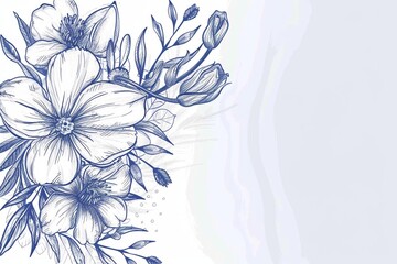 vector line style hand drawn abstract botanical flower wedding banner