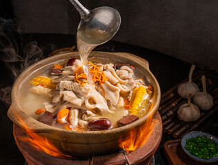 Mutton soup hotpot is a common delicacy in China in winter, which can resist the cold.