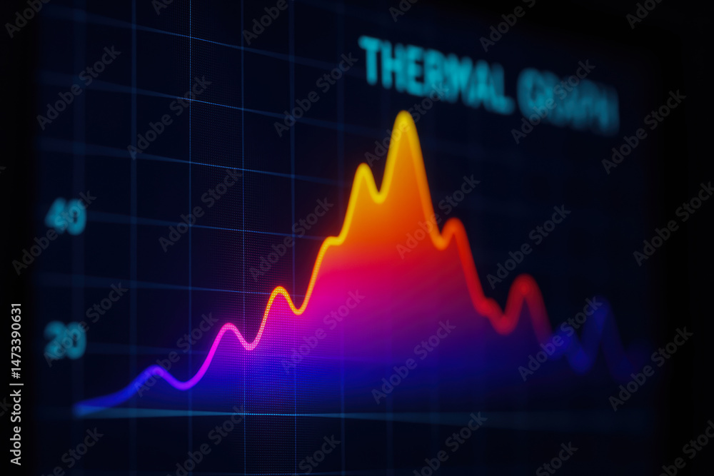 Poster thermal graph with rising and falling data points represents power trends in industrial plant enviro