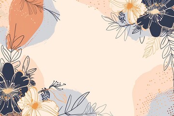 vector line style hand drawn abstract botanical flower wedding banner