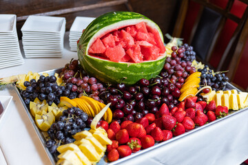 Fruit plate in a resturant