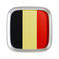 Belgium flag 3d square icon.