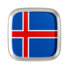 Obraz premium Iceland flag 3d square icon.