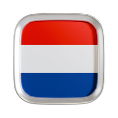 Netherlands flag 3d square icon.