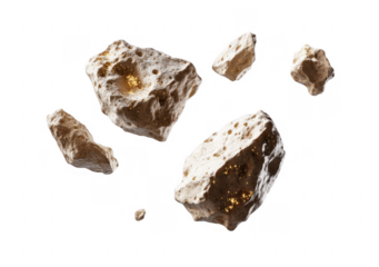 Asteroid fragments in space. Space rocks, celestial bodies, minerals