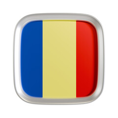 Romania flag 3d square icon.