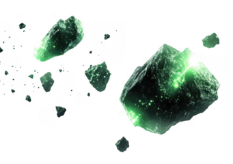 Glowing Green Space Rocks