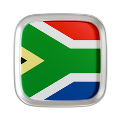 Obraz premium South africa flag 3d square icon.