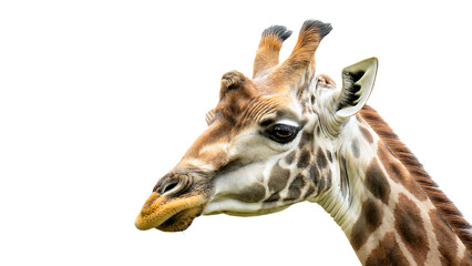 Obraz premium Majestic Giraffe Portrait against White Background Wildlife Photography African Animal Nature Close Up