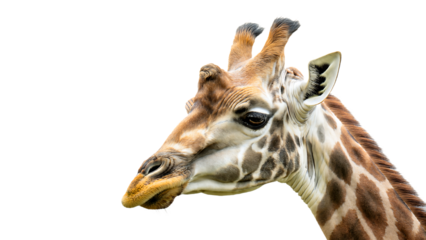 Majestic Giraffe Portrait against White Background Wildlife Photography African Animal Nature Close Up