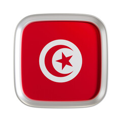 Tunisia flag 3d square icon.