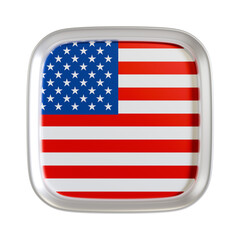Fototapeta premium America flag 3d square icon.
